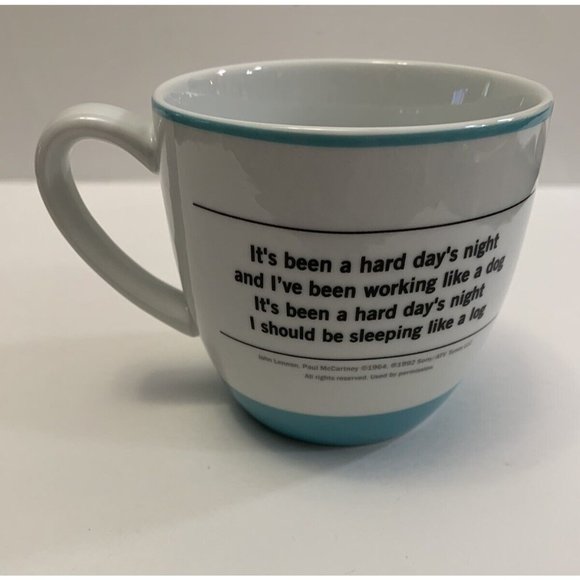 Beatles Song Bluw Coffee Cup Mug Hard Days Night I've Been Working Like a Dog - Picture 3 of 8